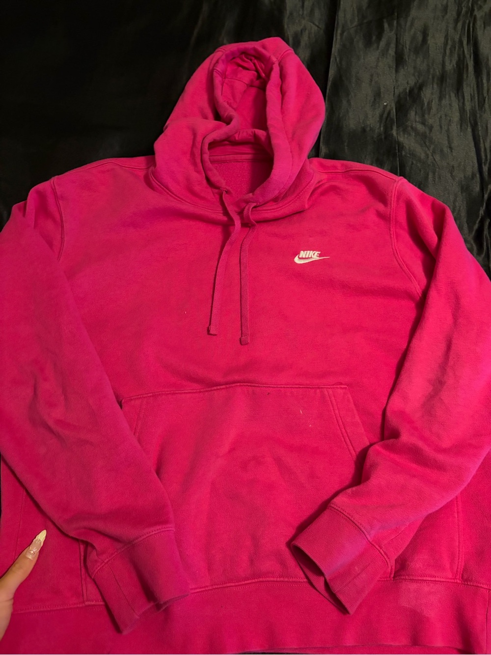 Nike Men's Hot Pink Crewneck Hoodie with White Swoosh